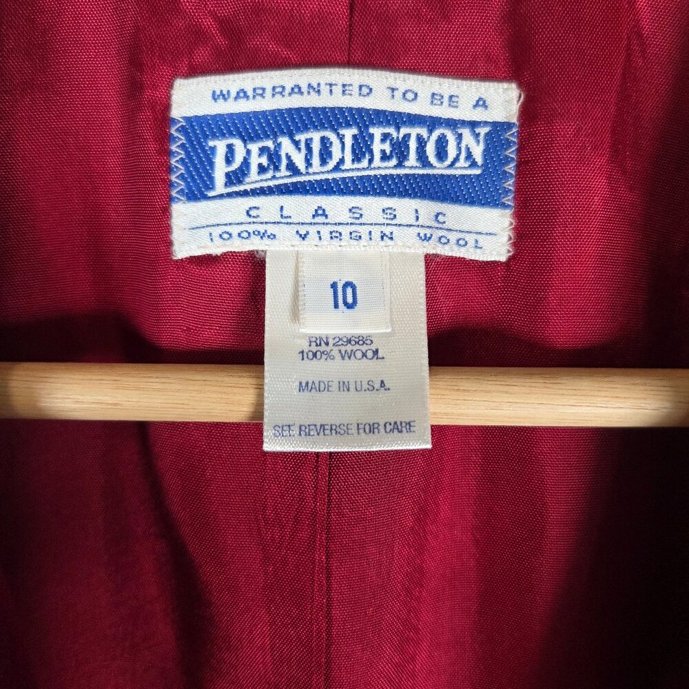 Pendleton Vintage Red Virgin Wool Blazer Gold Button USA Size 10 - Picture 4 of 12